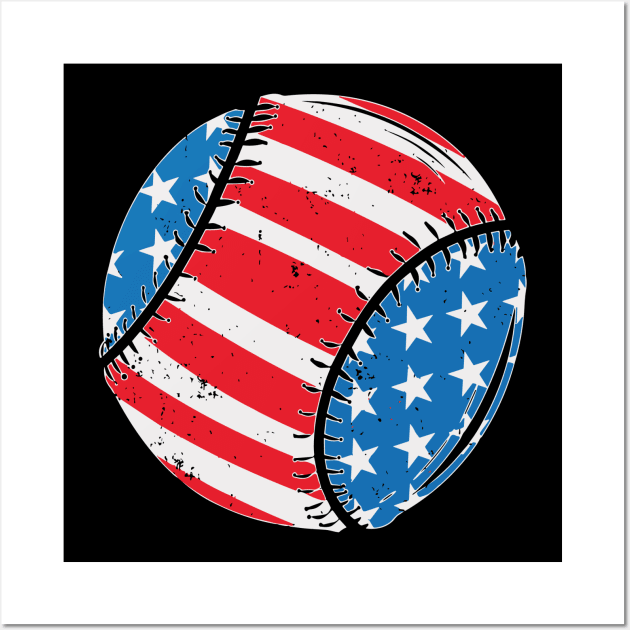 Baseball American Flag 4th Of July Wall Art by Wanderlust Creations